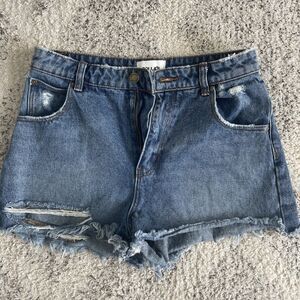 Rolla's Dusters High Rise Slim Cut Off Jean Shorts Size 28 Medium Wash